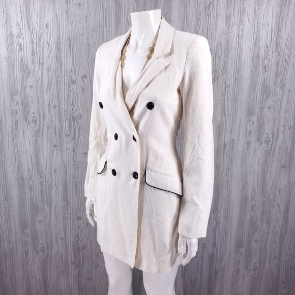 Zara Blazer Mini Dress Cream Old Money Christmas Party Holiday New Years Classy - Picture 2 of 6